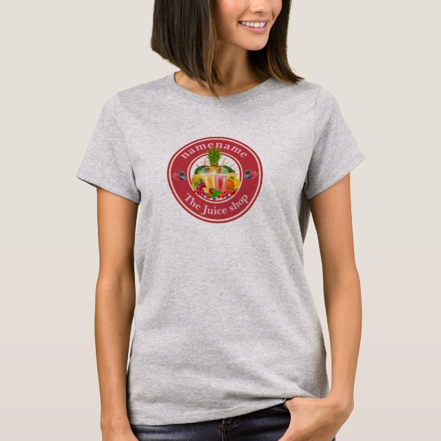 Camiseta Sumo de Suco com Frio Suavização fruta Nome do fun (Frente)