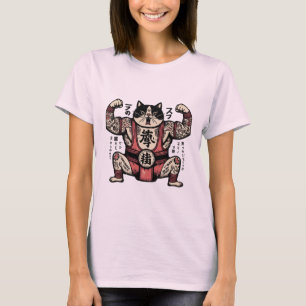 Camiseta Sumo gato mostrando seus músculos do corpo, uma ca