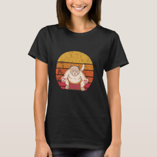 Camiseta Sumo Wrestler Cat Vintage Sumo Luta Japonês
