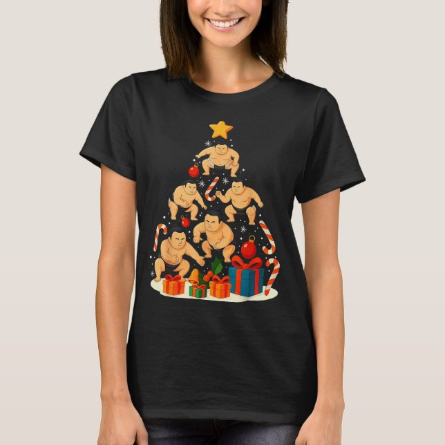 Camiseta Sumo Wrestling Japanese Sumo Wrestler Christmas Tr (Frente)