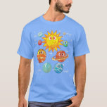 Camiseta Sun Astronomer Space Science Astronomer - Planeta<br><div class="desc">Planetas Cutes Astronômicos da Ciência Espacial do Sol.</div>