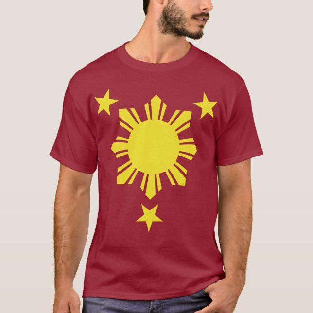 Camiseta Sun básico filipino e estrelas - amarelo (Frente)