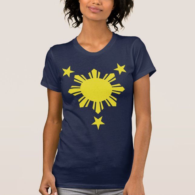 Camiseta Sun básico filipino e estrelas - amarelo (Frente)