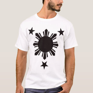 Camiseta Sun básico filipino e estrelas - preto