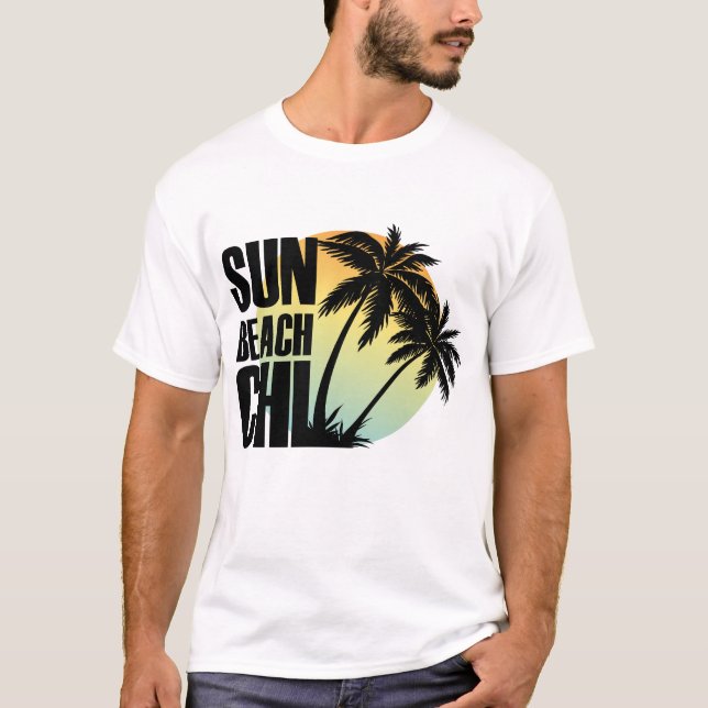 Camiseta Sun, Beach e Chill Palm Tree Tee (Frente)
