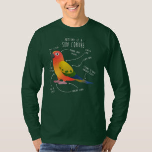 Camiseta Sun Conure Anatomia Engraçado Pet Parrot Bird