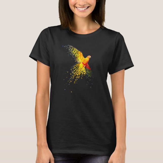 Camiseta Sun Conure belo Design de Voo Dispersado (Frente)