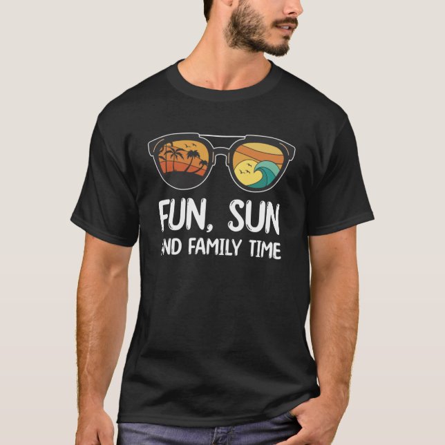 Camiseta Sun Diversão e Horário Familiar Férias Familiares  (Frente)
