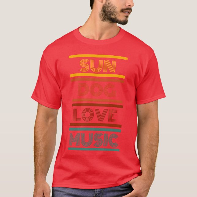 Camiseta Sun dog ama o retro musical (Frente)
