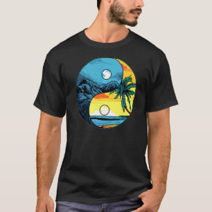 Camiseta Sun E Moon Yin E Yang Retro Beach Mounts Su