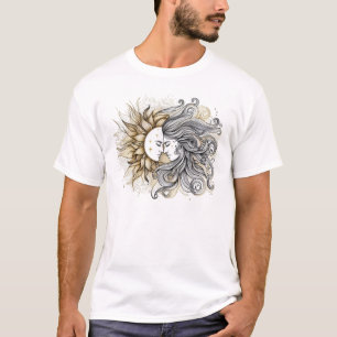 Camiseta Sun & Moon Lovers - Arte Celestial Romântica em Li