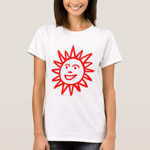 Camiseta Sun Motif desenhado à mão - Vermelho