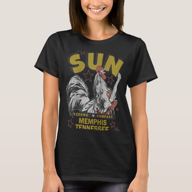 Camiseta Sun Records Rockabilly Rooster Raglan (Frente)