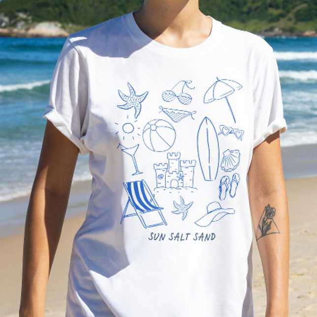 Camiseta Sun Sand Doodle Beach (Criador carregado)