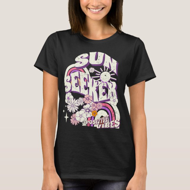 Camiseta Sun Seeker Positive Vibes Summer Vacer Floral (Frente)