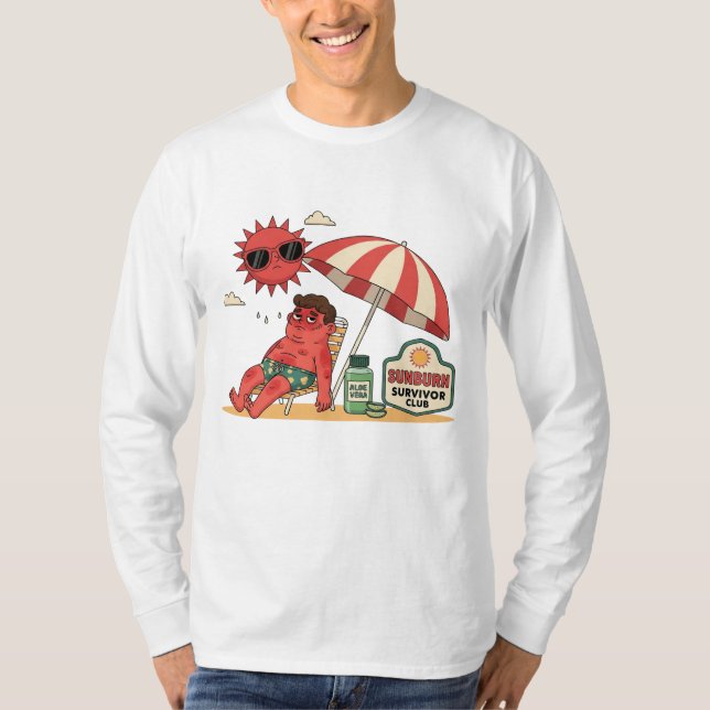 Camiseta Sunburn Survivor Club Funny Beach Art (Frente)