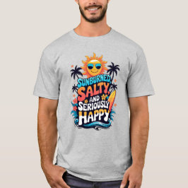 Camiseta Sunburned Salty and Happy – Retro Beach Vibes