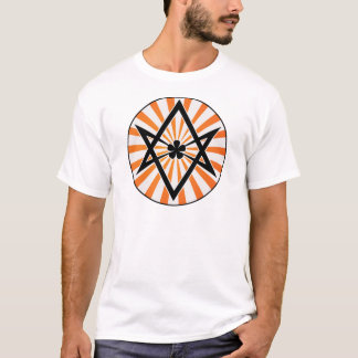 Camiseta Sunburst Unicursal da laranja do Hexagram