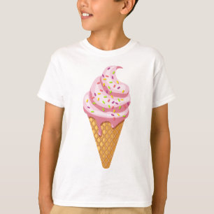 Camiseta Sundae de morango em cone de waffle com cobertura