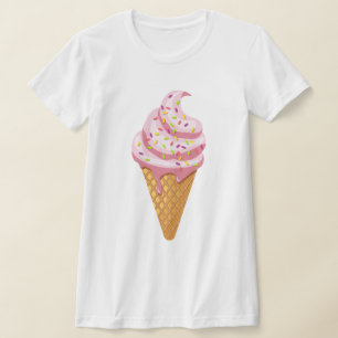 Camiseta Sundae de morango em cone de waffle com cobertura