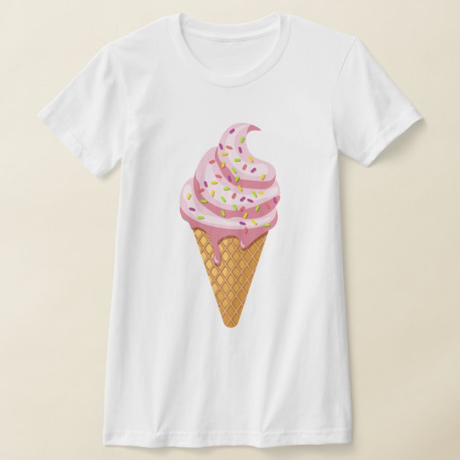 Camiseta Sundae de morango em cone de waffle com cobertura (Postura )