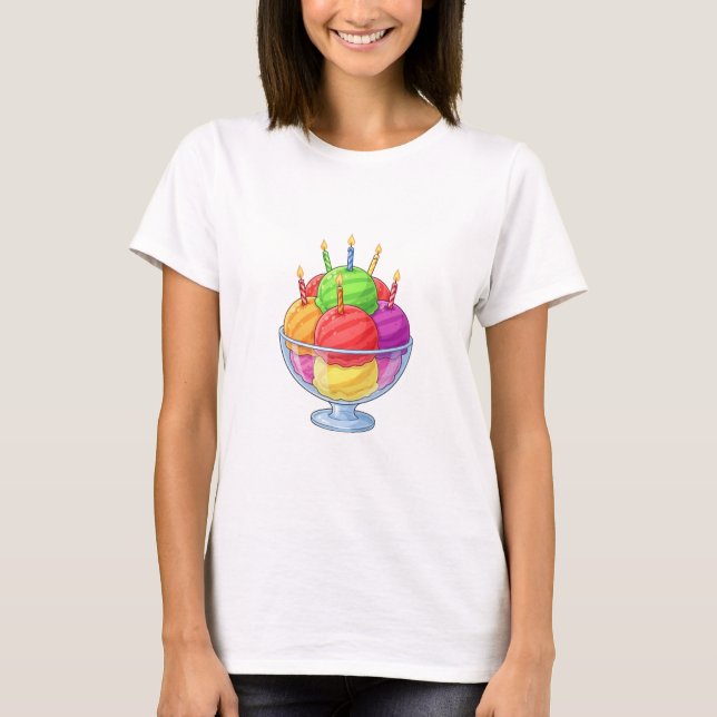 Camiseta Sundae de Sorvete de Aniversário (Frente)