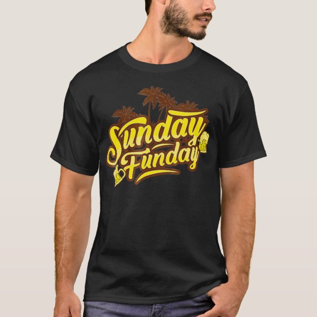Camiseta Sunday Funday Beer Bebendo (Frente)