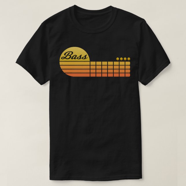 Camiseta Sundown Groove Retro Bass Guitar Vibes (Frente do Design)