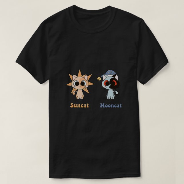 Camiseta Sundrop e Moondrop como Fnaf Security Breach cats (Frente do Design)