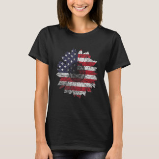 Camiseta Sunflower 4th Of July  Women American Flag Patriot