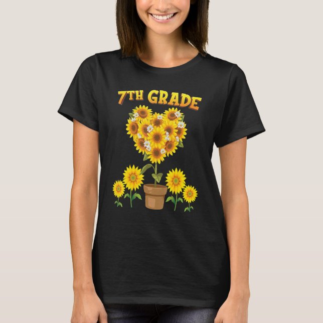 Camiseta Sunflower 7 Grade Grade Bem-Vindo De Volta À Escol (Frente)