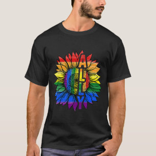 Camiseta Sunflower Ally Rainbow Flag LGBT Prioridade LGBT G