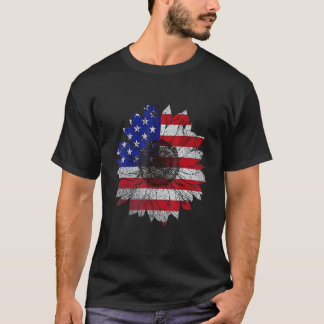 Camiseta Sunflower American For Women Flower Graphic Flag V