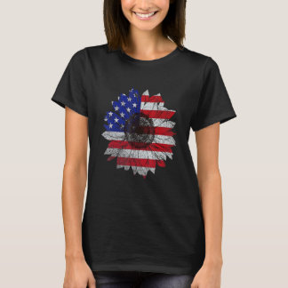 Camiseta Sunflower American For Women Flower Graphic Flag V