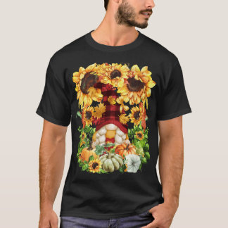 Camiseta Sunflower Autumn Buffalo Xadrez Gnomo Mãe Para Mul