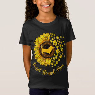Camiseta Sunflower Basset Hound Mamãe Cachorro