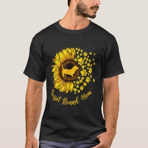 Camiseta Sunflower Basset Hound Mamãe Cachorro