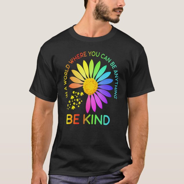 Camiseta Sunflower Be Kind Puzzle Support Autism Awareness  (Frente)