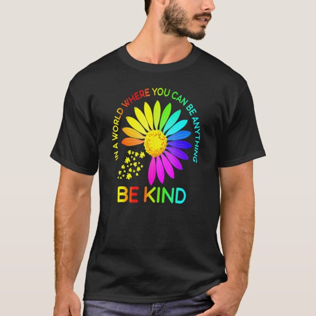 Camiseta Sunflower Be Kind Quebra-cabeça suportam consciênc (Frente)