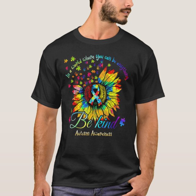Camiseta Sunflower Be Kind Quebra-cabeça suportam consciênc (Frente)