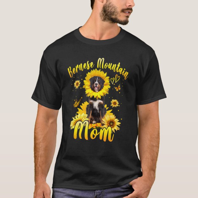 Camiseta Sunflower Bernese Mountain Mãe Dia de as mães (Frente)