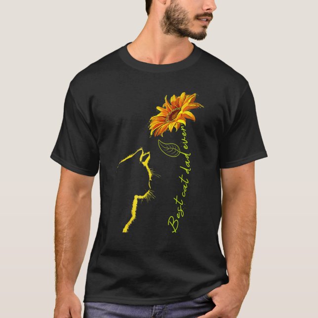 Camiseta Sunflower Best Cat Dad Ever Cute Cat Father Day 5 (Frente)