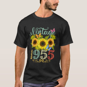 Camiseta Sunflower Butterfly Vintage 1955 70 engraçado