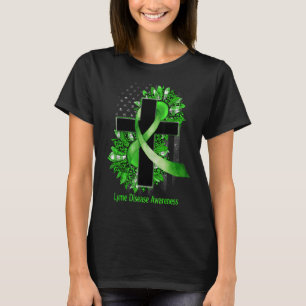 Camiseta Sunflower Christian Cross Green Ribbon Diseas Lyme