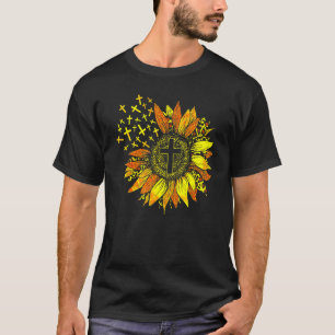Camiseta Sunflower Christian Decor Leopard Print Cross Happ