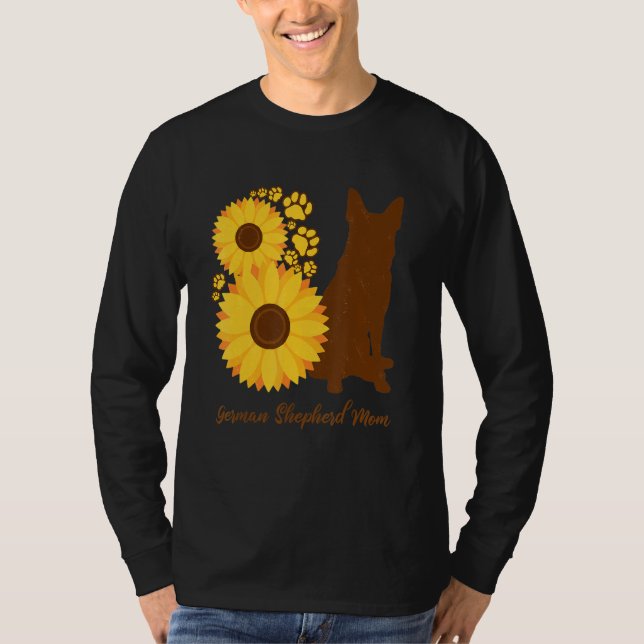 Camiseta Sunflower Dog Mom - Alsatian German Shepherd (Frente)