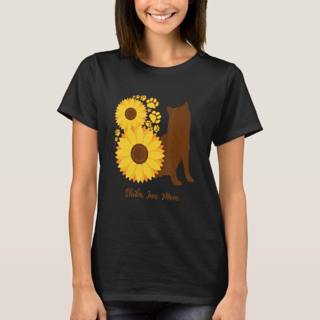 Camiseta Sunflower Dog Mom - Shiba Inu (Frente)