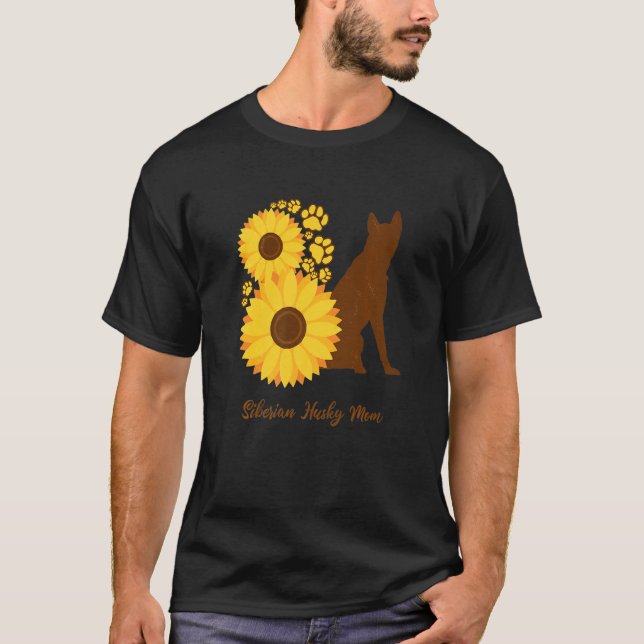 Camiseta Sunflower Dog Mom - Siberian Husky Premium (Frente)