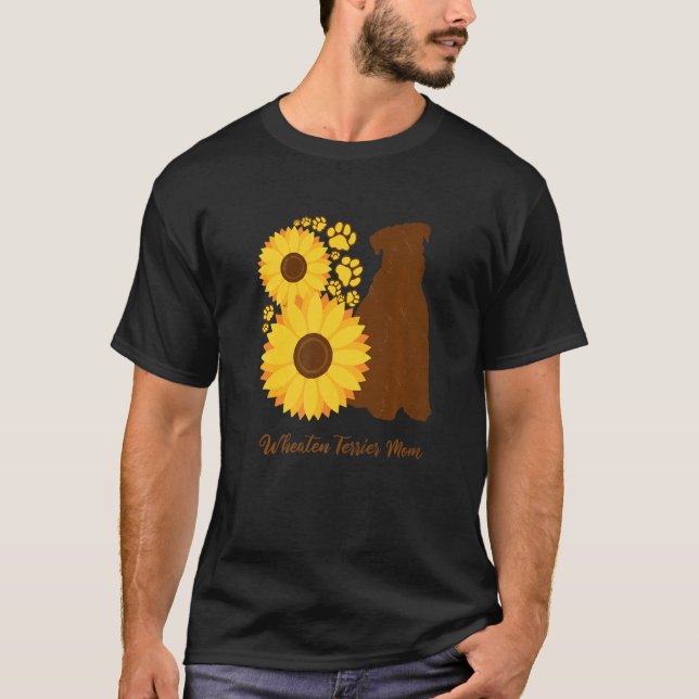 Camiseta Sunflower Dog Mom - Wheatie Wheaten Terrier Premiu (Frente)