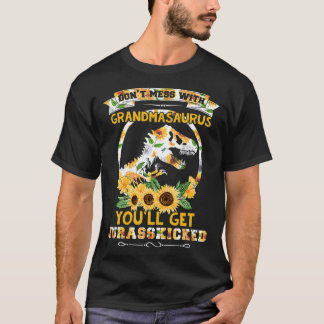 Camiseta Sunflower Dont-Mess Com Grandmasaurus T rex Dino